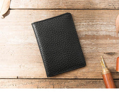 Black Leather Mens Small Card Wallet License Wallet Slim Bifold Driving License Wallet for Men