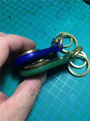 Blue Biker Leather Brass Keyring Moto KeyChain Fleur De Lys Leather Keyring Moto Cross Key Holders Key Chain Key Ring for Men