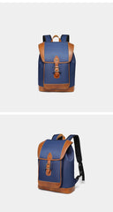 Blue Nylon Leather Mens Large 14'' Laptop Backpack College Backpack Travel Backpack for Men