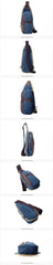 Blue Canvas Sling Backpack Men's Sling Bag Khaki Chest Bag Canvas One shoulder Backpack For Men