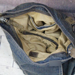 Blue Denim Mens Casual Large Square Messenger Bags Jean Postman Bag Courier Bag For Men