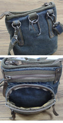 Blue Denim Mens Casual Small Vertical Messenger Bag Jean Belt Bag Belt Pouch For Men