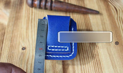 Handmade Blue Leather Mens Standard Zippo Lighter Case Zippo Lighter Holder with Belt Clip