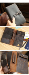 Blue Handmade Leather Mens Passport Wallet Travel Wallet Ticket Holder For Men