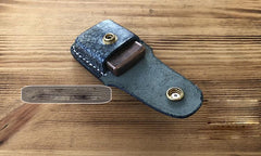 Handmade Mens Blue Leather Classic Zippo Lighter Case Belt Zippo Lighter Holder with Belt Loop