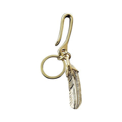 Brass Feather Keyring Moto KeyChain Feather Hook Keyrings Moto Key Holders Key Chain Key Rings for Men