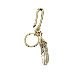 Brass Feather Keyring Moto KeyChains Feather Hook Keyrings Moto Key Holders Key Chain Key Rings for Men