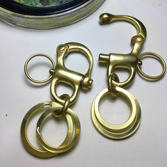 Brass Keyring Key Chain Gold Keyring Key Holders with Quick Release Rigging Sailing Fixed Bail Snap Shackle