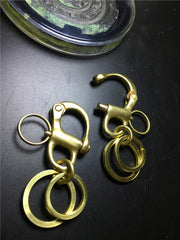 Brass Keyring Key Chain Gold Keyring Key Holders with Quick Release Rigging Sailing Fixed Bail Snap Shackle