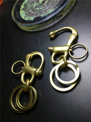 Brass Keyring Key Chain Gold Keyring Key Holders with Quick Release Rigging Sailing Fixed Bail Snap Shackle