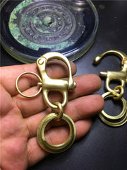 Brass Keyring Key Chain Gold Keyring Key Holders with Quick Release Rigging Sailing Fixed Bail Snap Shackle