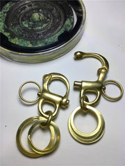 Brass Keyring Key Chain Gold Keyring Key Holders with Quick Release Rigging Sailing Fixed Bail Snap Shackle