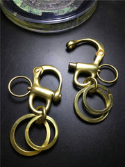 Brass Keyring Key Chain Gold Keyring Key Holders with Quick Release Rigging Sailing Fixed Bail Snap Shackle