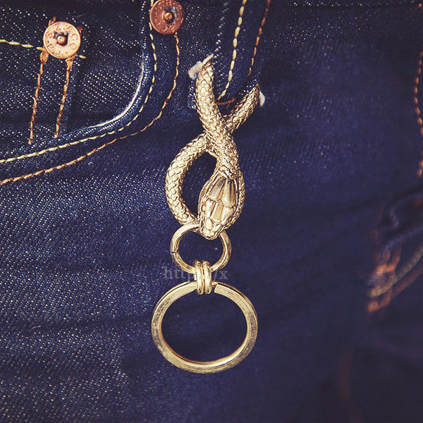 Brass Snake Keyring Moto KeyChain Snake Hook Keyrings Moto Key Holders Key Chain Key Rings for Men