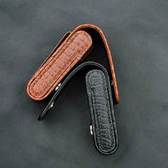 Crocodile Leather Mens Cartier Lighter Cases With Belt Loop Brown Lighter Holders For Men