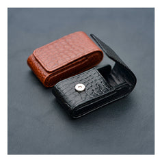 Crocodile Leather Mens Cartier Lighter Cases With Belt Loop Brown Lighter Holder For Men
