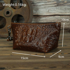 Brown Crocodile Pattern Mens Leather Zipper Clutch Wristlet Purse Bag Clutch Bags Phone Bag For Men