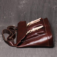 Brown Leather Men Satchel Side Bag Messenger Bag Black Courier Bag For Men
