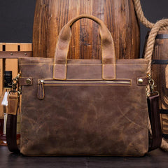 Casual Brown Leather 15 inches Laptop Briefcase Work Side Bag Work Handbag for Men