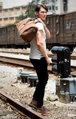 Cool Brown Leather 16 inches Black Shoulder Weekender Bag Travel Bags Duffle luggage Bag for Men
