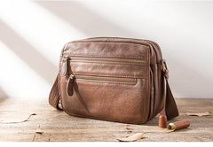 Brown Cool Leather Mens 10 inches Side Bag Small Courier Bag Messenger Bags for Men