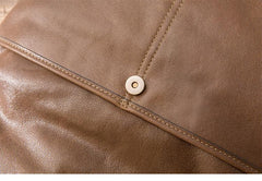 Brown Cool Leather Mens 11 inches Side Bags Messenger Bags Khaki Leather Courier Bag for Men