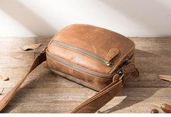 Brown Cool Leather Mens Side Bag Postman Bag Brown Small Messenger Bags Courier Bag for Men
