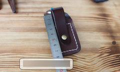 Handmade Mens Coffee Leather Slim Zippo Lighter Case Black Zippo Lighter Holder with Belt Loop