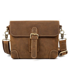 Cool Brown Leather 8 inches Mens Small Courier Bag Messenger Bags Postman Bags for Men