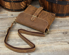 Cool Brown Leather 8 inches Mens Small Courier Bag Messenger Bags Postman Bags for Men