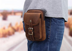 Brown Leather Cell Phone Holster Waist Pouches Belt Pouch Belt Bag For Men