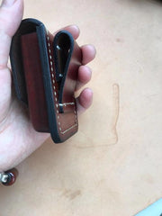 Cool Brown Leather Cigarette Case with Lighter Holder Cigarette Case Holder For Men