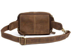 Cool Brown Leather Mens Small Side Bag Postman Bag Mini Messenger Bag for Men
