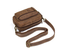 Cool Brown Leather Mens Small Side Bag Postman Bag Mini Messenger Bag for Men
