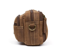 Cool Brown Leather Mens Small Side Bag Postman Bag Mini Messenger Bag for Men