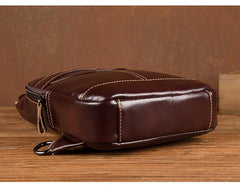 Brown Leather Mens Cool Sling Bags Yellow Brown Crossbody Packs Chest Bag for menest Bag for men