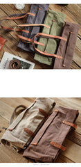 Khaki Vintage Canvas Men Womens Large Tote Bag Green Canvas Shoulder Tote Bag Shopper Tote For Men