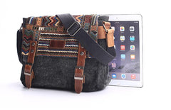 Gray Waxed Canvas Country Style Mens 11'' Side Bag Courier Bag Shoulder Bag Small Messenger Bag for Men