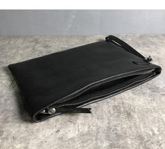 Fashion Business Black Large Leather Mens Long Wallet Wristet Wallet Clutch Wallet Hand Bag For Men