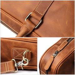 Vintage Brown  Leather Men's Professional Briefcase 14inch Computer Briefcase Handbag For Men