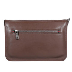Coffee Leather Mens Large Leather Wallet Wristlet Bag Black Envelope Bag Clutch Wallet for Men