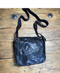 CASUAL BLACK LEATHER MEN'S 10 INCHES MIni Side Bag MESSENGER BAG BLACK POstman Bag Courier BAG FOR MEN