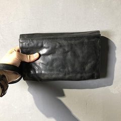 CASUAL BLACK LEATHER MEN'S Long Wallet Clutch Wallet BLACK Wristlet Wallet FOR MEN