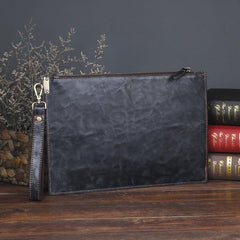 COOL MENS LEATHER ZIPPER LONG CLUTCH WALLETS ZIPPER VINTAGE Brown  Wristlet WALLET FOR MEN