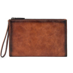 COOL MEN LEATHER Yellow Wristlet Bag LONG CLUTCH WALLETS ZIPPER VINTAGE Brown Envelope Bag FOR MEN