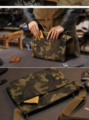 Camouflage Canvas Mens Small Courier Bag Messenger Bag Black Postman Bag For Men