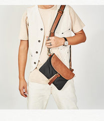 Cool Canvas Leather Mens Messenger Shoulder Bag Small Canvas Side Bag Courier Bags for Men