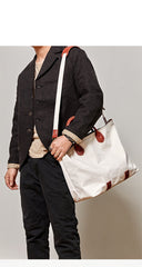 Cool Canvas Leather Mens Tote Bag 15'' Messenger Bags Handbag Canvas Tote Shoulder Bag for Men Women
