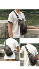 Denim Blue Mens 8 inches Sling Bag Chest Bags Fashion Denim One Shoulder Backpack For Men