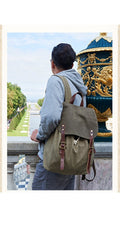 Canvas Mens Womens Backpack Green Travel Rucksack Satchel Backpack Canvas School Backpack for Men